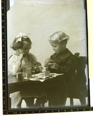 Antique Photograph Glass Negative Children & Toys – Playing with Blocks @ 1919