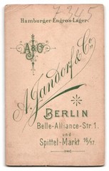 Photograph A. Jandorf & Co., Berlin, Belle Alliance Street 1, portrait young D