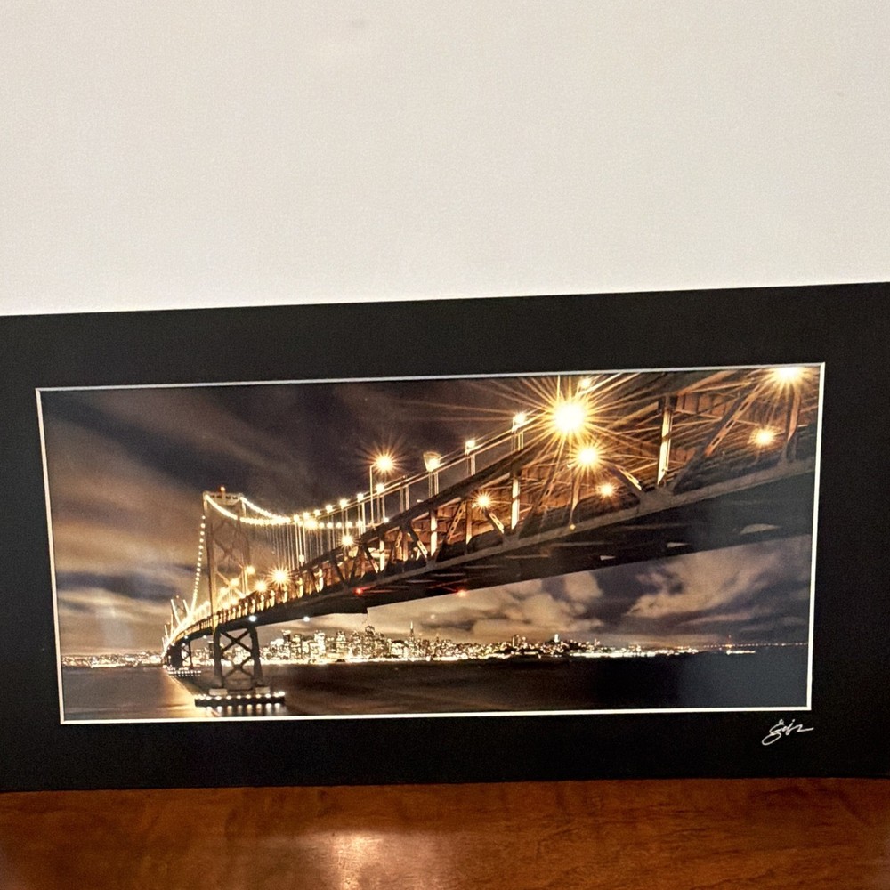 Colin Gift Signed Original Photo San Francisco Bridge Night Matted20x10