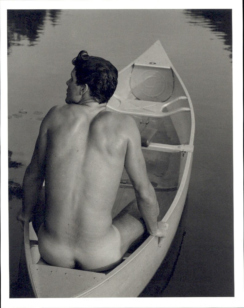 1990 Bruce Weber Nude Male Model Bare Bottom In The Canoe Art Photo Gravure