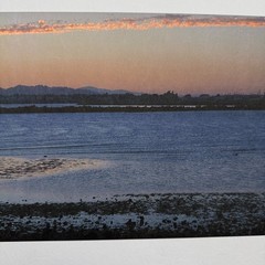 Blue Lake Inlet Water Colorful Sunset Serene Majestic Mountains Poster Art Print