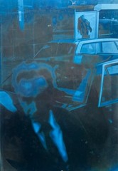 KNIGHT AUSTRALIAN LARGE PHOTOGRAPH MODERN «STREET SCENE BLUE» 1990