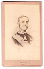 Photograph Portrait King Alfonso XII of Spain in uniform with medal