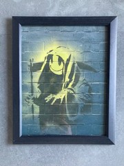 BANKSY 2005 Grin Reaper Framed Wall Art 8×10 Print Photograph Graffiti Street