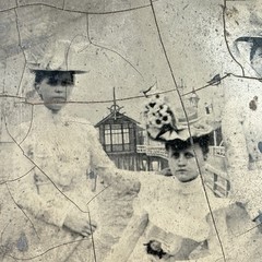 Old photograph/ferrotype – ladies in the seaside resort of Colberg, Kołobrzeg Poland, around 1880