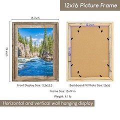 Rustic 12×16 Picture Frame, Reclaimed Barnwood Photo Frame with Real Glass, D…