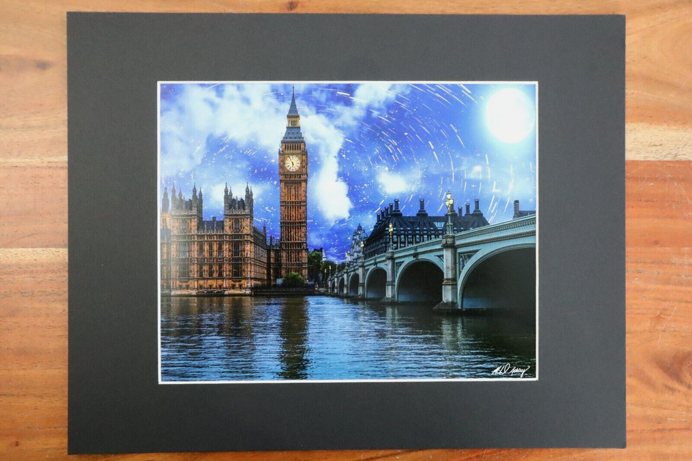 LONDON Art Print Big Ben Westminster Bridge Signed Photograph Art Print Matted