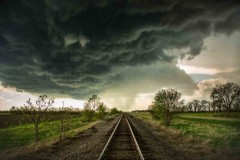 Storm Photography Print: Kansas Train Tracks Thunderstorm Railroad Photo