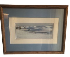 John Clement Signed Framed Art Landscape Desert Snow & Country Barn Winter (2)