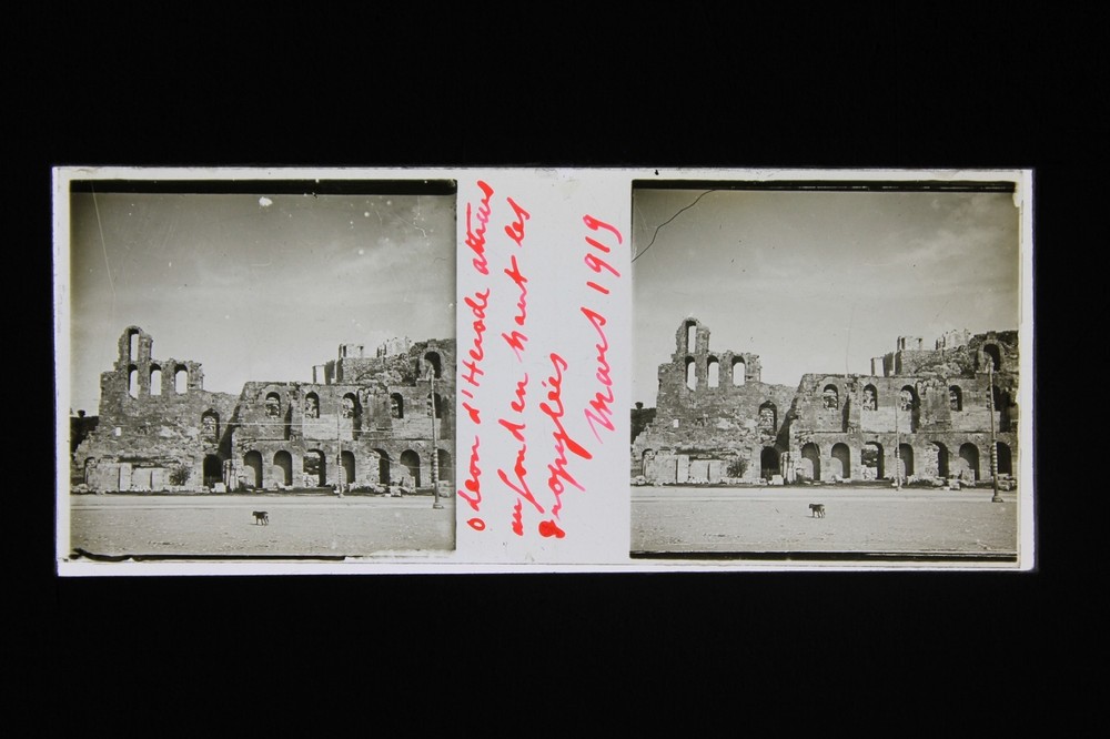 Athens Greece Greece Stereo Plate 45x107mm Circa 1919