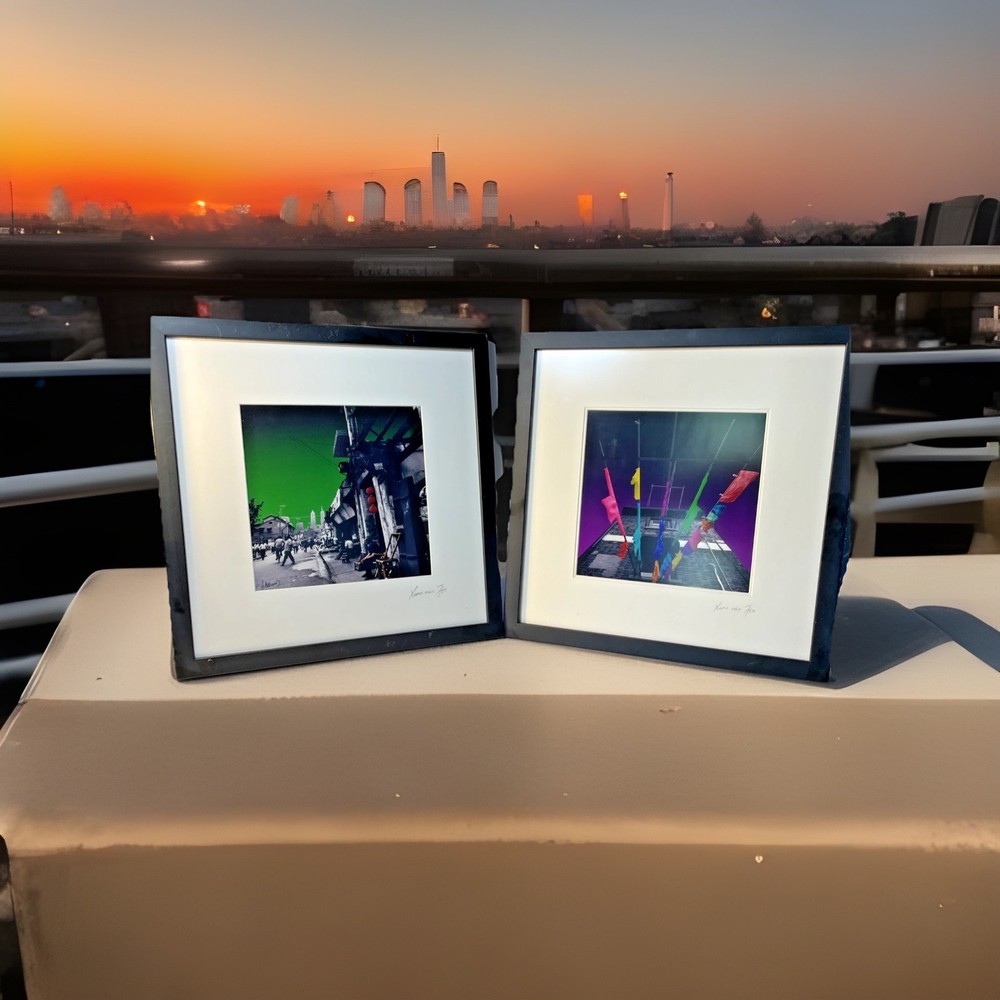 (2) Set Fr. Xuanmin Jin Signed Photographs STREET SCENES China Lantern Clothes