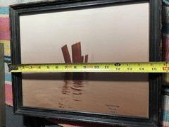 Vintage Asian Boat Photo Prints Framed Wall Art Pair China Hong Kong 15.5×12.5
