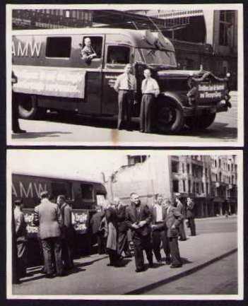 2 Photographs Berlin, May 1 Rally with Truck & Propaganda Banner