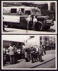 2 Photographs Berlin, May 1 Rally with Truck & Propaganda Banner