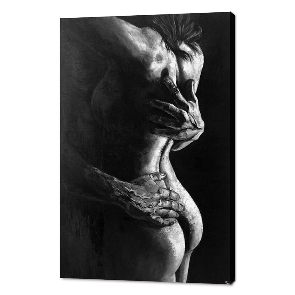 Black and White Wall Art Lover Hug Painting on Canvas Modern Picture for Home…