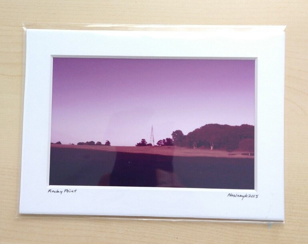 Matted Photo Print Photography Home Decor Rocky Point RI Landscape Purple Sky
