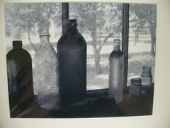 MATTED PHOTOGRAPHY Black and White Glass Bottles on Windowsill 20×16
