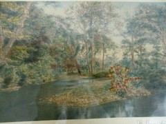 WALLACE NUTTING «WATERS MEET» HAND TINTED PHOTO NEW ENGLAND VINTAGE SIGNED