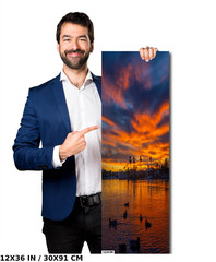 Fiery Horizon: Sunset at Lake Havasu Aluminum Metal Print Arizona Wall Art