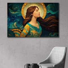 Mosaic Woman Wall Art, Feminine Fantasy Mermaid Portrait, Bohemian Wall Decor