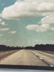 Art Photography Canvas Open Road Journey 11.5” x 11.5” x 1.25” Blue White Brown