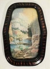 Antique W.A. Carson Wildlife Photograph Artwork Bubble Frame Moose Hunting