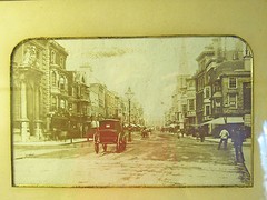 FRAMED SEPIA PHOTOGRAPH -1800s HIGH STREET SOUTHAMPTON NEAR BARGATE- ENGLAND