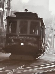 Signed San Francisco Cable Car Photo Danny Li Black & White Matted 10.75×13.75