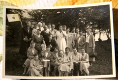 Photo 1935 woman girl 9x6cm Bochum school class women vintage AL