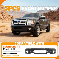 Front Bumper Face Bar Compatible with 2009-2014 Ford F150 W/Fog Light Holes Repl