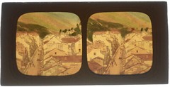 Stereoscopic day-night view, City of Barèges in France, Henri Guerard, 8.5x17cm