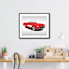 Classic Cars – 1958 Chevrolet Corvette in Red – Print