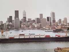 Austral Pioneer Cargo Ship Photo City Skyline 11 x 14 Color Photograph Vintage