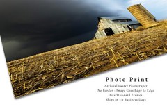 Barn Photography Print: Kansas Grain Silo Field Storm Farm Country Rural Photo