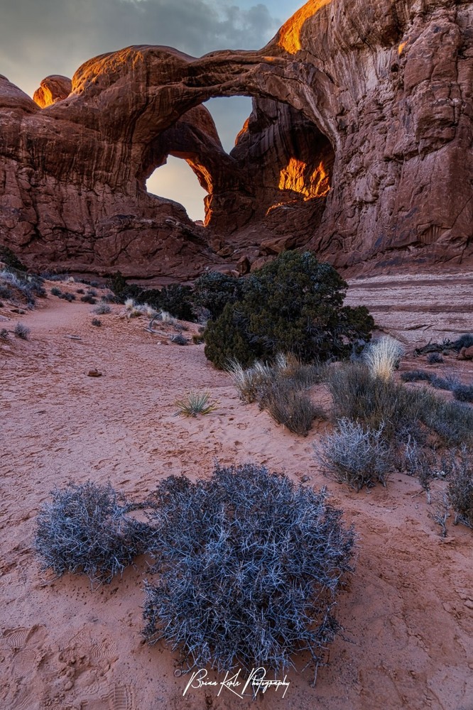 Double Arch Sunset-Arches National Park Utah Framed Canvas Landscape Photograph