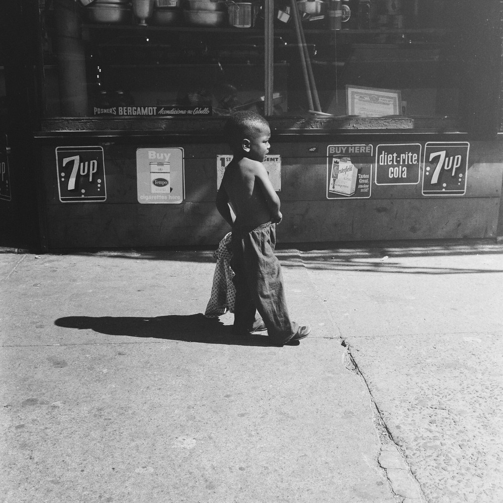 Photo Print On Silver Paper Child Harlem New York 1960 30x30cm
