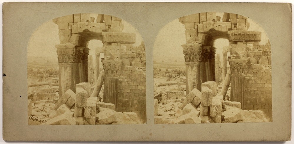 Lebanon Baalbek Ruins Photo Francis Frith Stereo Vintage Album c1858