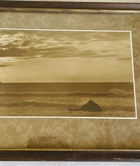 Vintage Sepia Coastal Seascape Photograph Framed & Matted