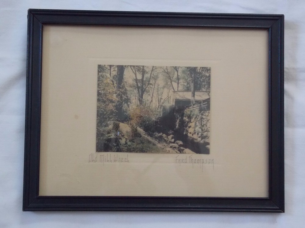 Fred Thompson colored photograph, «Old Mill Wheel», original framing
