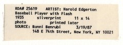 Harold EDGERTON: Baseball Player with Flash, 1935 / SILVER / Prtd 1987 / SIGNED!