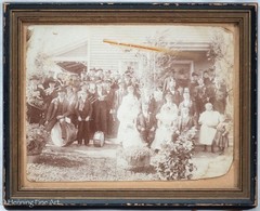 Antique Albumen Photograph of 19th Century Wedding with Band & Provenance