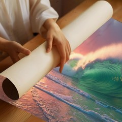 The Wave 7 Sunset Ocean Wave Barrel Wall Art Print Coastal Beach Decor 36×24