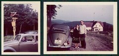 2x Photo Beautiful Woman on VW Beetle Sunroof Beetle Vintage on Kileberg 1963
