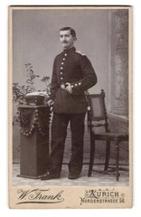 Photograph W. Frank, Aurich, Norderstraße 56, soldier in uniform with bayonet un
