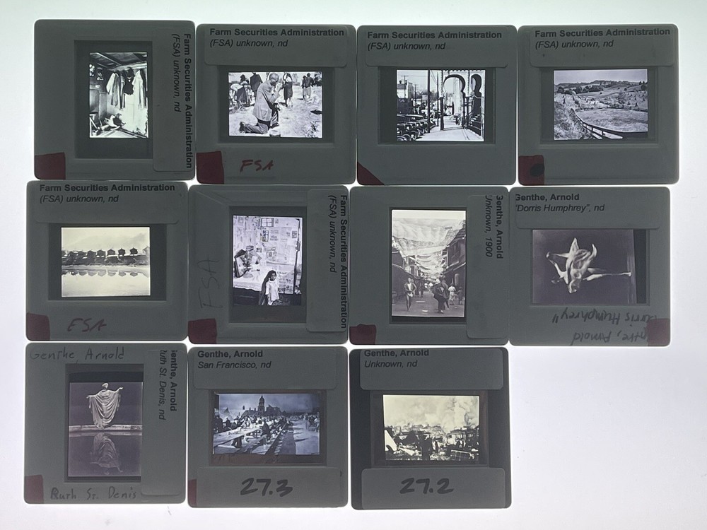 🎈Super RARE! 11 Original Vintage Slide Film Photo Set Genthe Arnold, Farm FSA