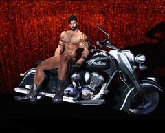 Muscle Man on INDIAN MOTORCYCLE ART Sketch Photo (232-x)