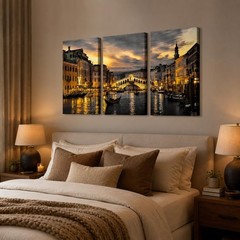 NutArtPic Venice Wall Art Canvas Italy Grand Canal Picture Venice Skyline Pri…