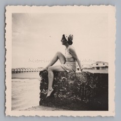 Cattolica Gabicce Mare Italy 1952 – Young Woman by the Sea – Old Photo