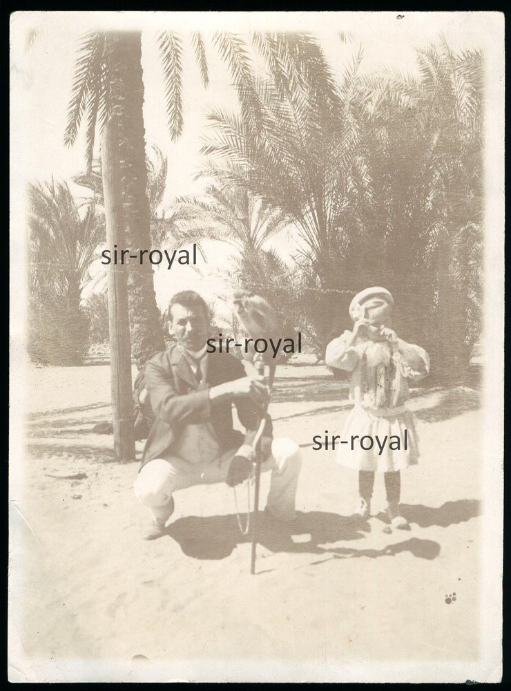 Egypt Circa 1910 – Man Palm Trees Monkey Child – 1900s 1910s – Photo 9x12cm