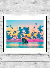 Key West Sunset 11×14″ Matted Art Photo Photograph Sailing Colorful Boat Artwork